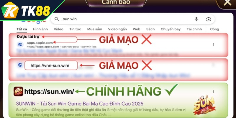Cảnh giác khi gặp các trang Sunwin giả mạo
